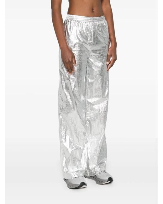 MEDEA White Metallic-Effect Trousers