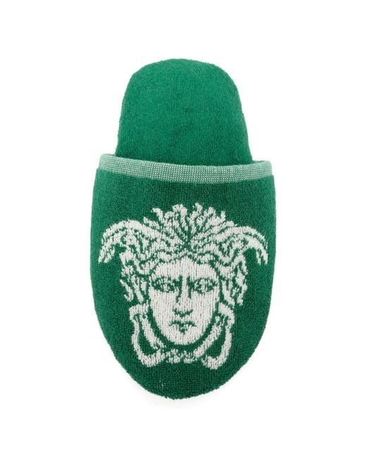 Versace Green Medusa-Motif Slippers