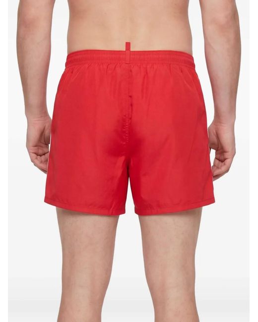 DSquared² Red Logo Midi Swim Boxer Shorts for men