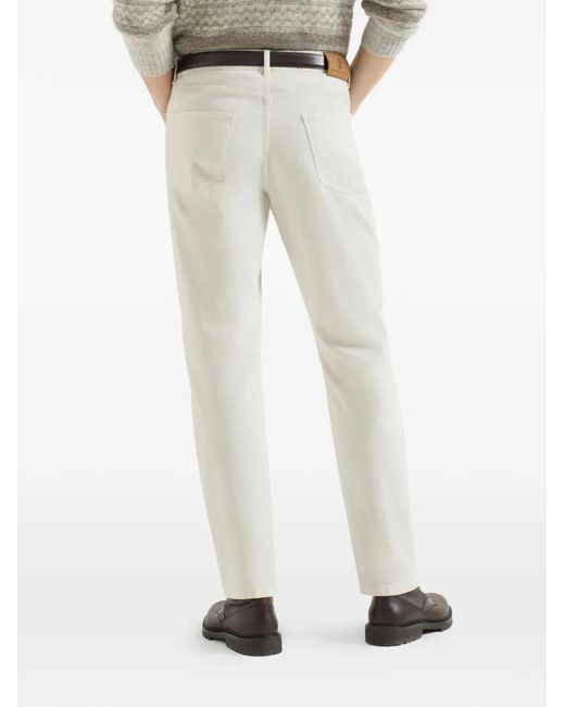Brunello Cucinelli White Five-Pocket Jeans for men