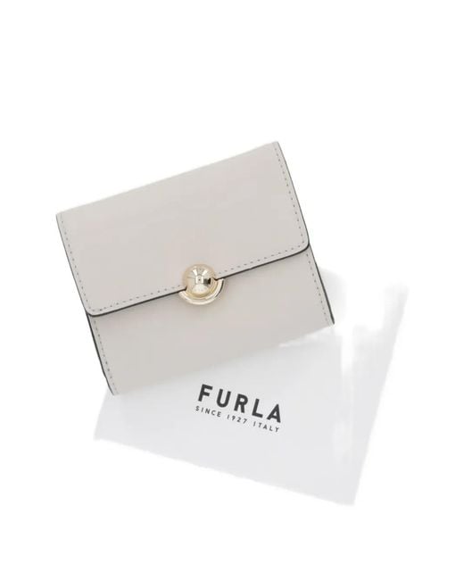 Furla Gray Logo-Engraved Foldover Wallet