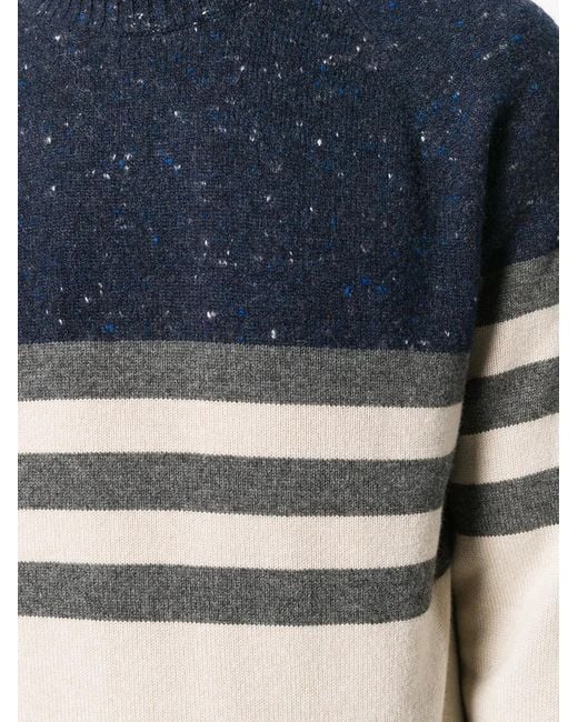Brunello Cucinelli Blue Striped Jumper for men