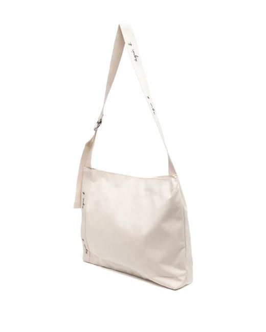 Agnes B. White Logo-Patch Canvas Tote Bag