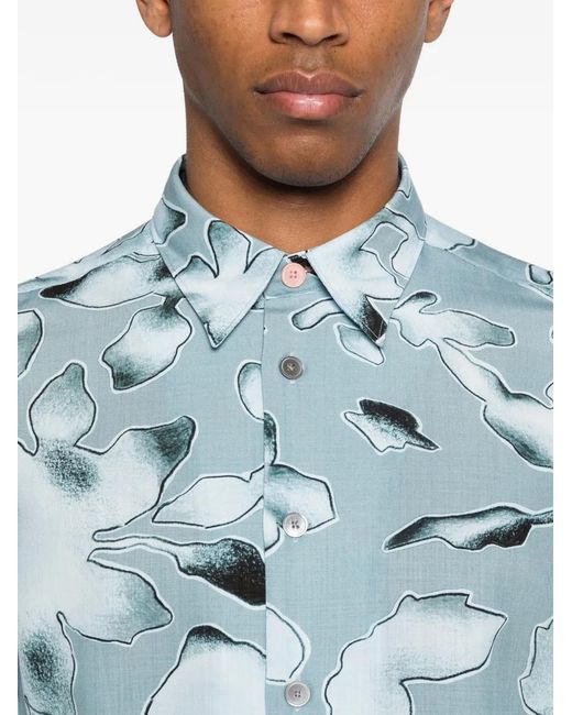 Paul Smith Blue Good Fortune Floral Regular-Fit Shirt for men