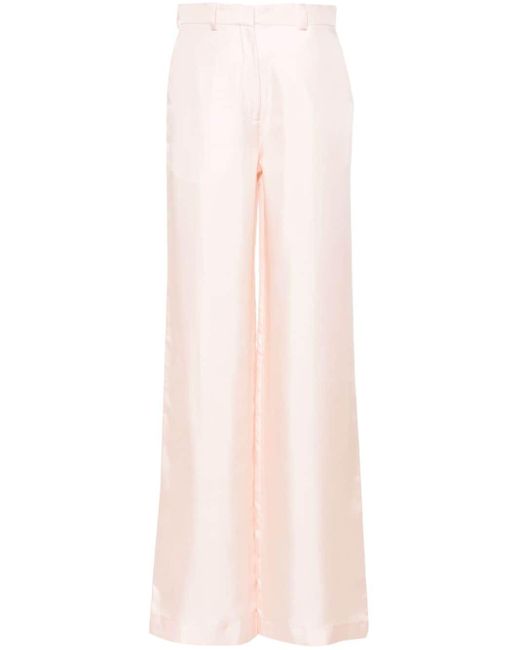 Pantalones anchos de seda Lanvin de color Pink