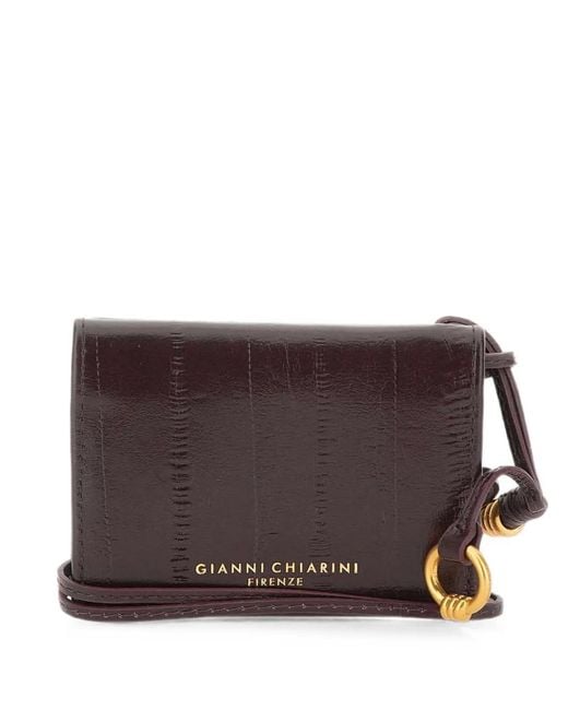 Gianni Chiarini Brown Eel-Effect Leather Card Holder