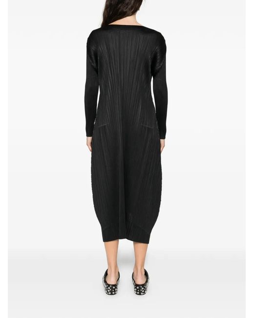 pleats please maxi dress Scoop Neck Long Dress