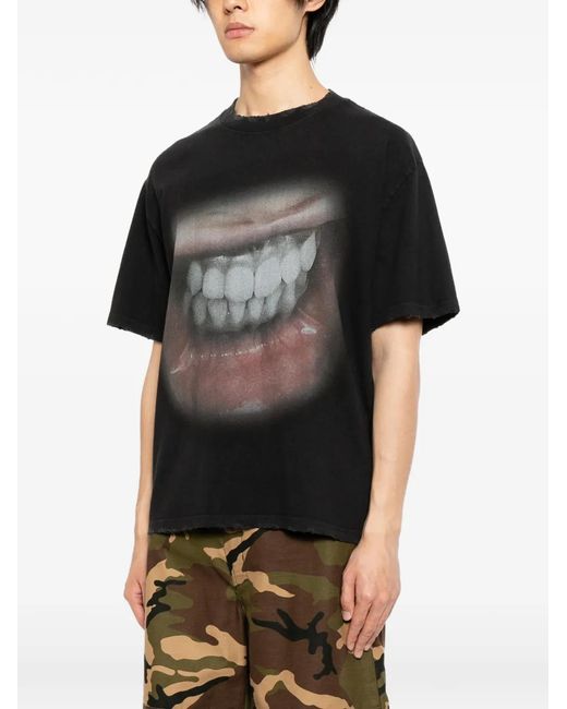 WARMAN Black Graphic-Print T-Shirt for men