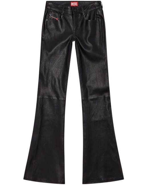 DIESEL Black L-stellar Leather Trousers
