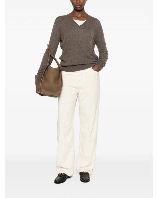 The Row Brown V-Neck Knit
