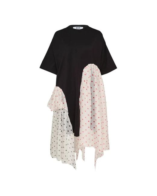 MSGM Black Robe À Empiècements Superposés