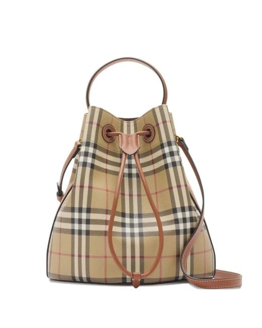 Burberry Natural Small Check Bucket Bag