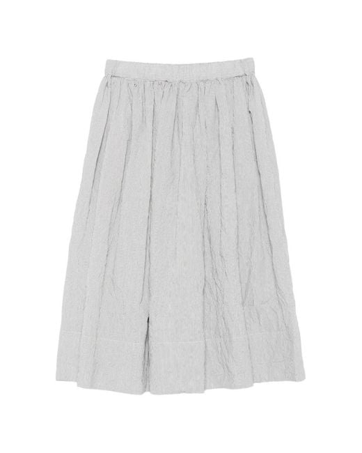 Apuntob White Striped Midi Skirt