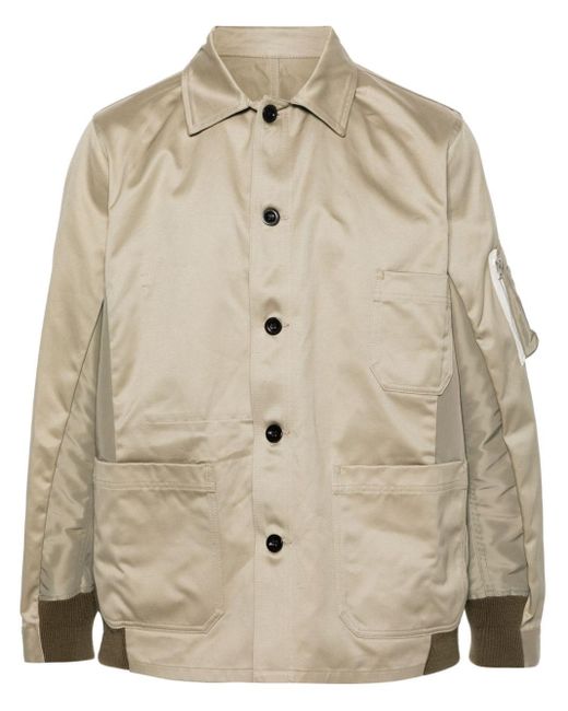 Sacai Natural Panelled Twill Shirt Jacket for men