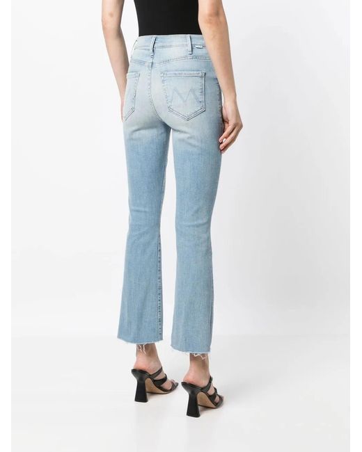 Mother Blue High-Rise Ankle-Length Bootcut Jeans