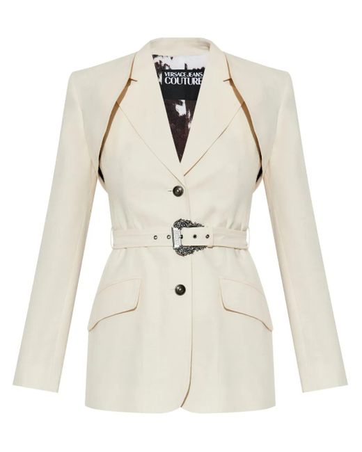 Versace Jeans Couture White Belted Blazer