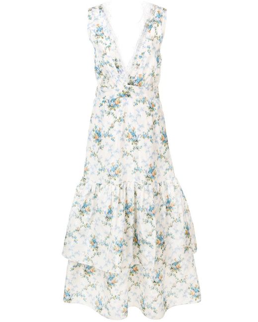 Brock Collection Blue Floral Print Ruffled Dress