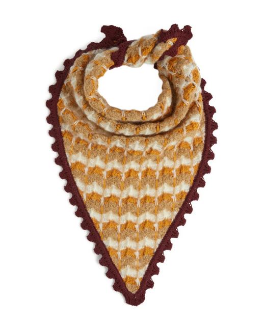 LaDoubleJ White Triangle-Shape Crochet Scarf