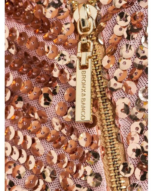 Bronx and Banco White Pailletten-Maxikleid mit asymmetrischem Saum