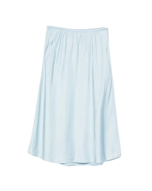 Vince Blue Elasticated-Waistband Midi Skirt