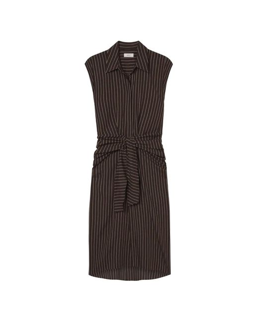 A.L.C. Brown Emilia Striped Tie Mini Dress