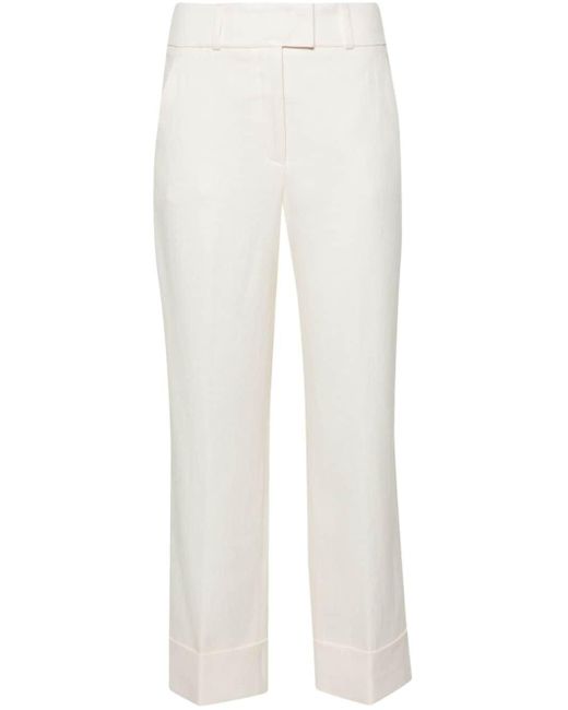 Peserico White Tailored Linen-blend Trousers
