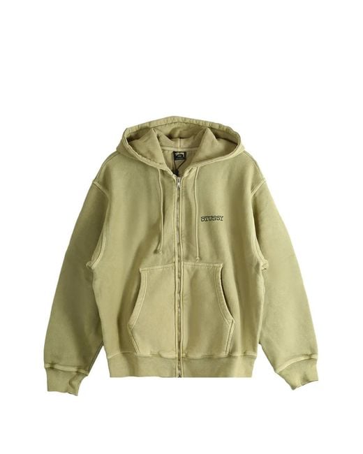 Stussy Green Jumbo Pig Dyed Zip-Up Hoodie for men