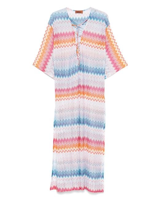 Missoni White Zigzag Lamé Maxi Dress