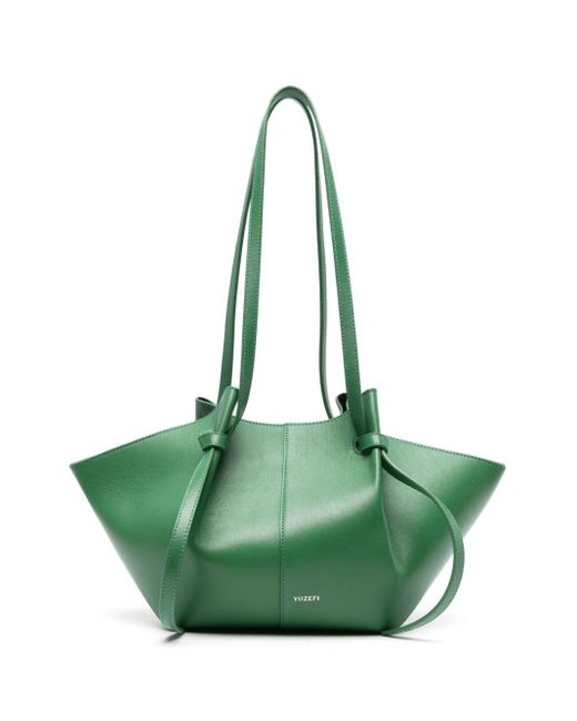 Yuzefi Green Mochi Leather Tote Bag
