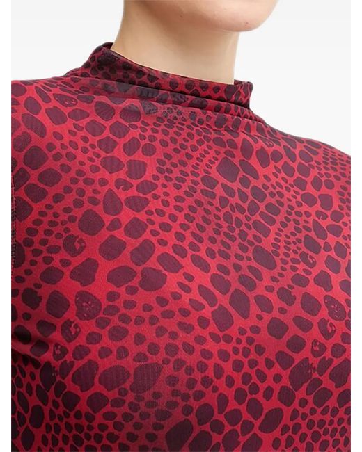 MARC AUREL Red Patterned Long-Sleeved Top