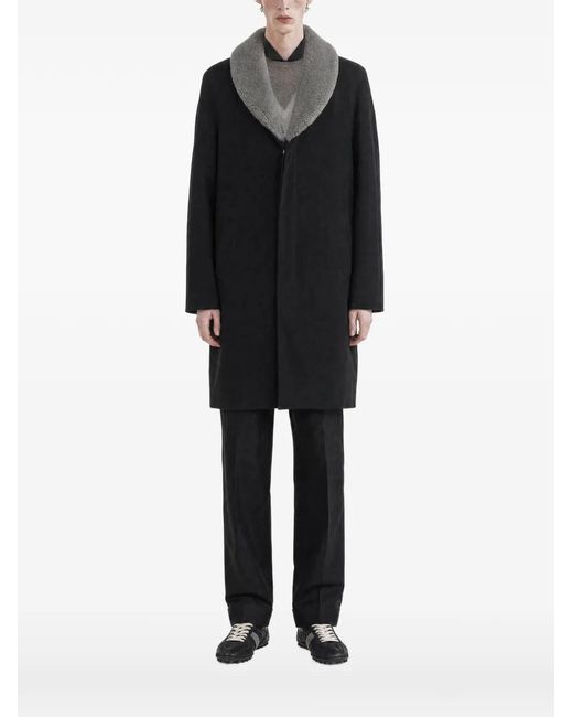 Maison Margiela Black Shearling-Collar Coat for men