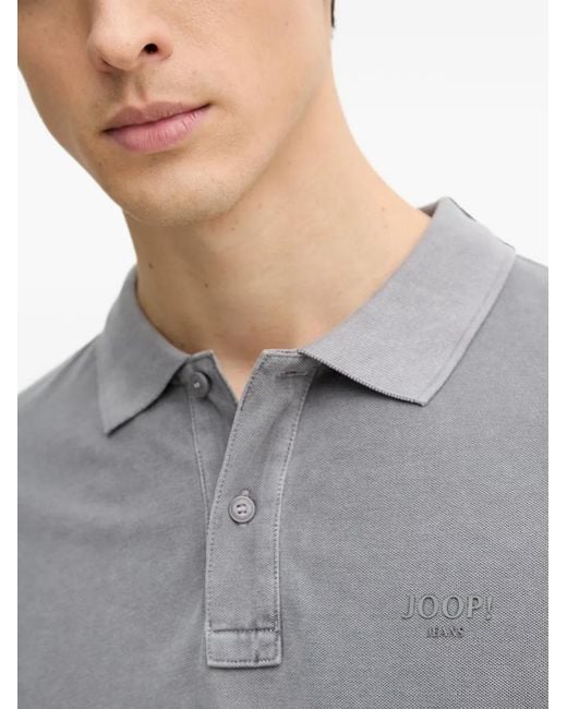 Joop! Gray Ambrosian Logo-Embroidered Polo Shirt for men