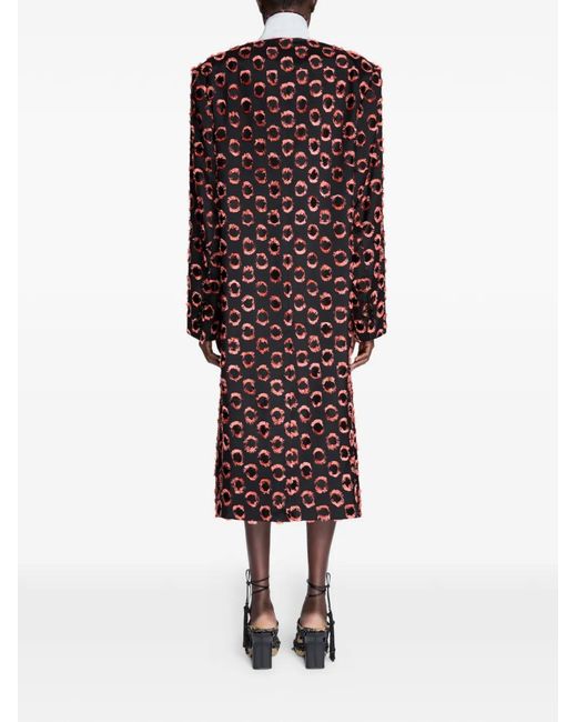 Dries Van Noten Red Double-Breasted Patterned Coat