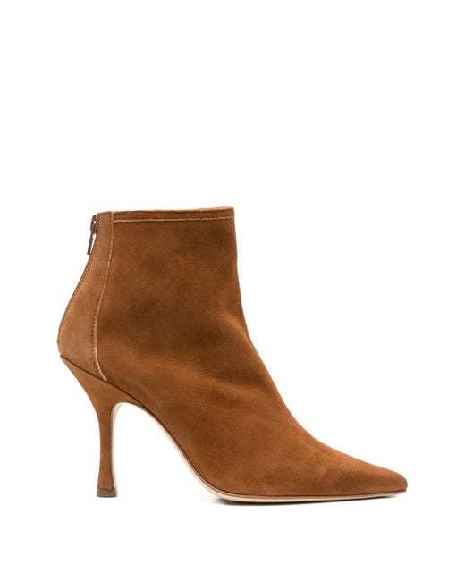 Anna F. Brown Pointed Zip Boots