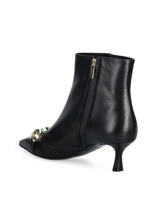 Baldinini Black Chain-Detail Pointed Ankle Boots