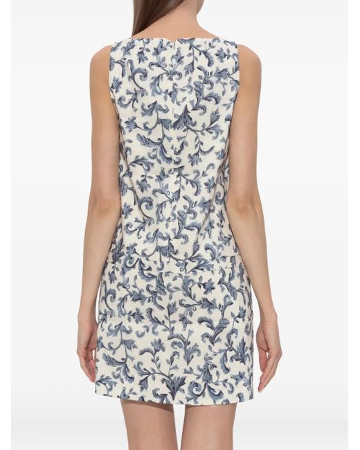 Posse White Rue Baroque-Print Mini Dress