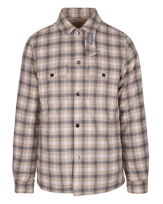 Woolrich Brown Check-Pattern Flap-Pocket Shirt Jacket for men