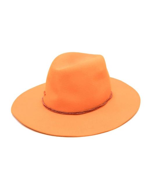 Borsalino Orange Alessandria Fur Felt Fedora Hat