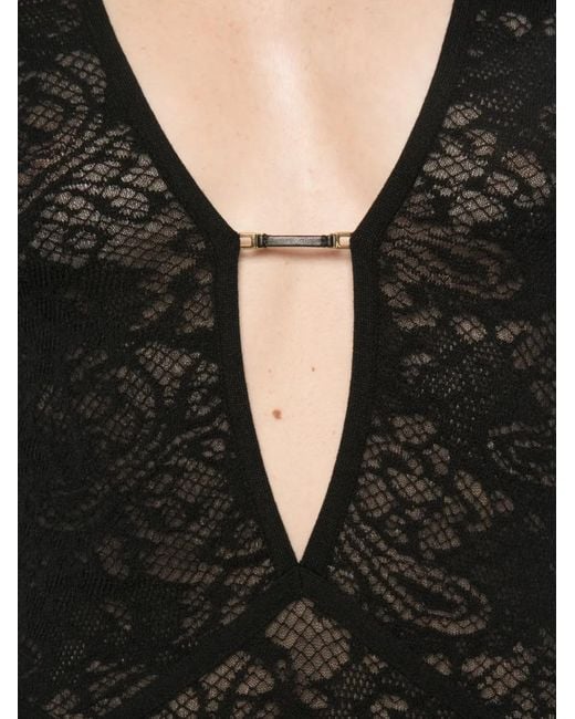 Elisabetta Franchi Black Lace-Panelled Long-Sleeve Maxi Dress