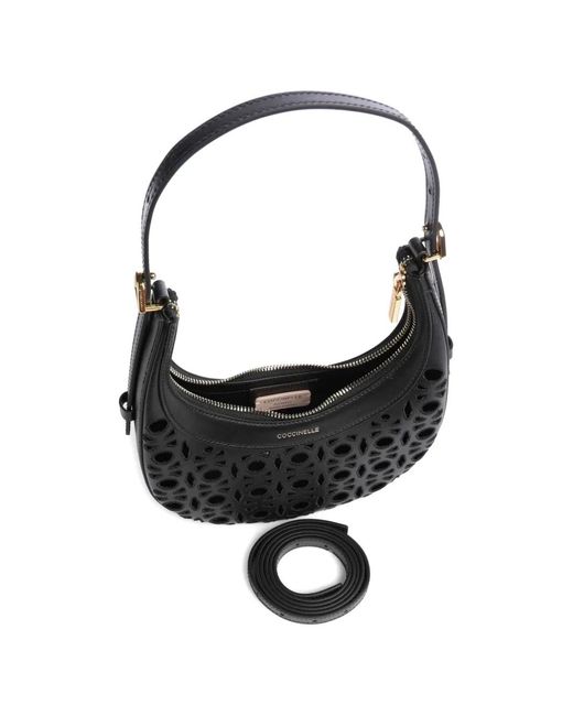 Coccinelle Black Whisper Laser-Cut Shoulder Bag