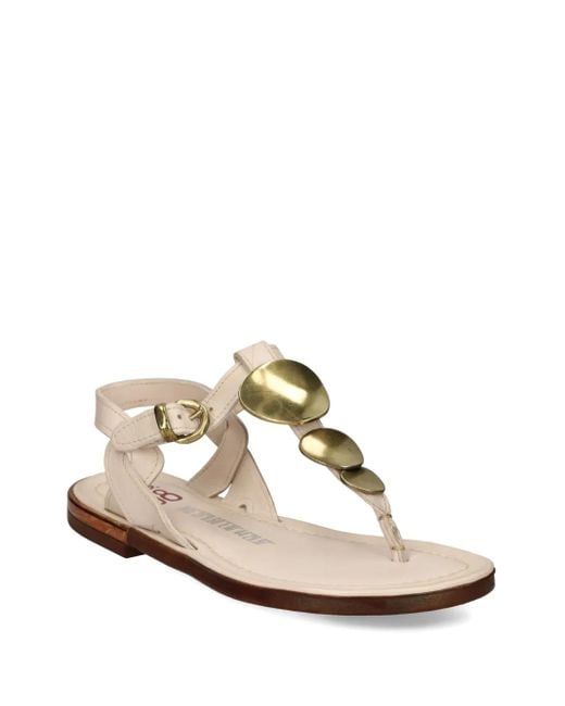 A.s.98 White T-Strap Leather Sandals