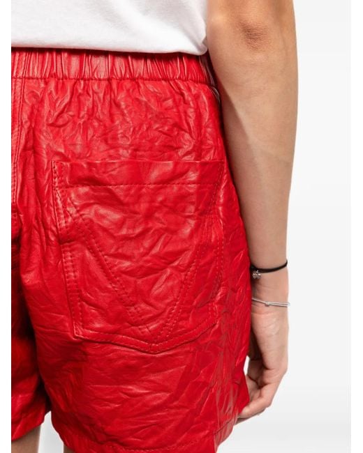 Zadig & Voltaire Red Pax Crinkled-Leather Shorts
