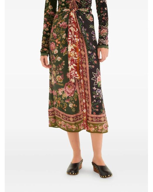 Farm Rio Midi-Rok Met Bloemenprint in het Green