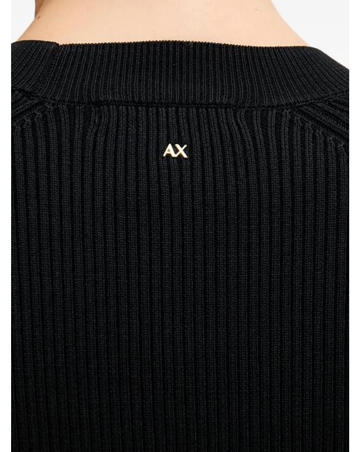 ARMANI EXCHANGE Black Ribbed Round-Neck Top
