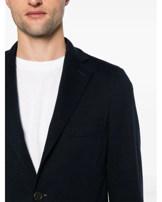 Peserico Blue Single-Breasted Cotton Blazer for men