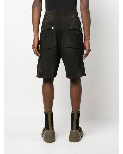 Balmain Gerafelde Shorts in het Black voor heren
