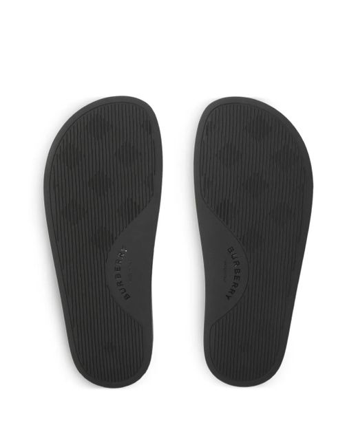 Burberry White Checked Slides