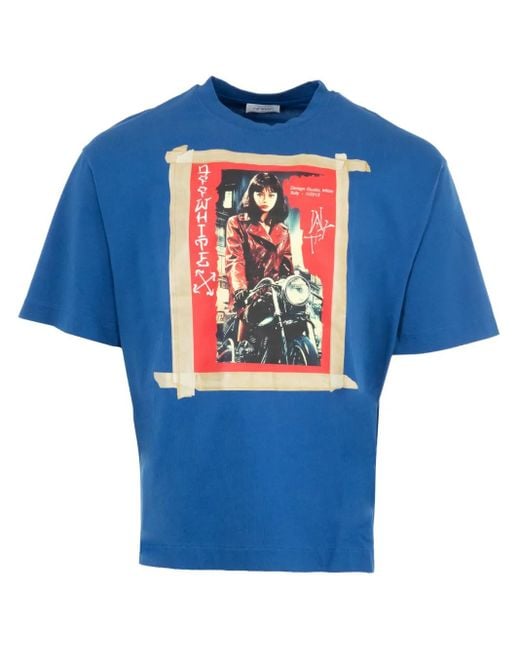 メンズ Off-White c/o Virgil Abloh Poster Tシャツ Blue