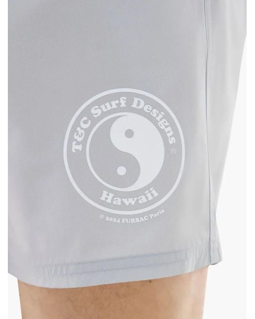 Fursac Gray Logo-Print Swim Shorts for men