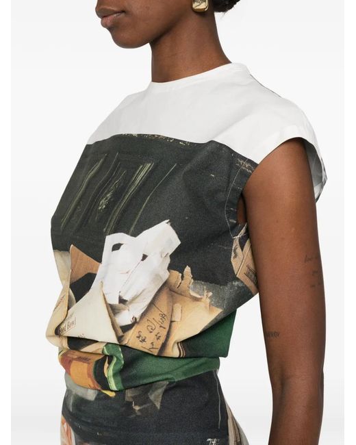 Issey Miyake White Street View Graphic Print Dress
